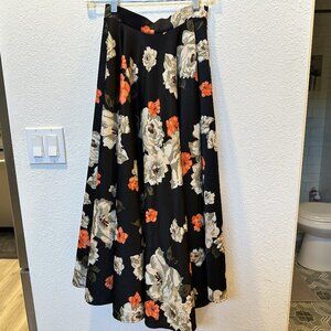 Women's Black Flower Print Skirt